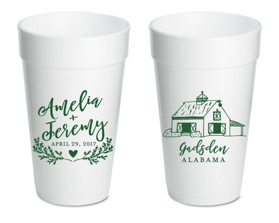 Barn Country Wedding Foam Cups #1766