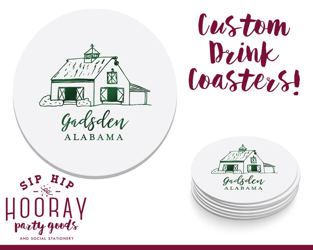 Country Barn Wedding Foil Drink Coasters #1766