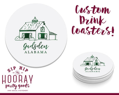 Country Barn Wedding Foil Drink Coasters #1766