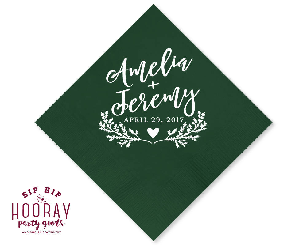 Rustic Barn Wedding Cocktail Napkin Design #1766