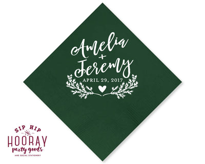 Rustic Barn Wedding Cocktail Napkin Design #1766