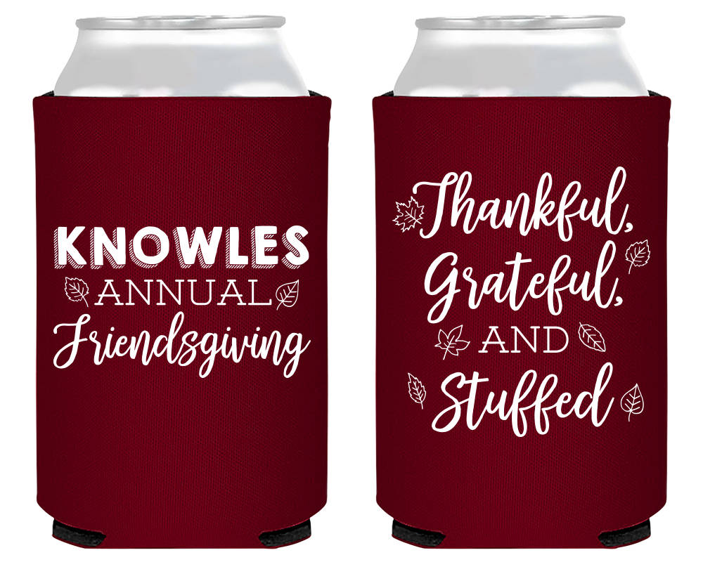 Thanksgiving Party Thankful Grateful Stuffed Can Coolers #1767