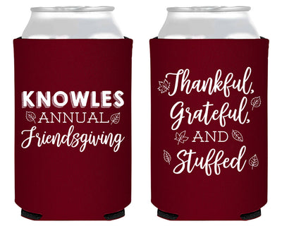 Thanksgiving Party Thankful Grateful Stuffed Can Coolers #1767