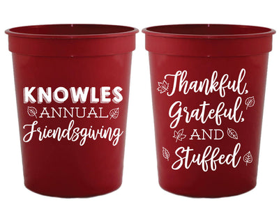 Thanksgiving Thankful, Grateful and Stuffed Stadium Cups #1767