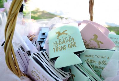 Unicorn Birthday Party Can Coolers #1736