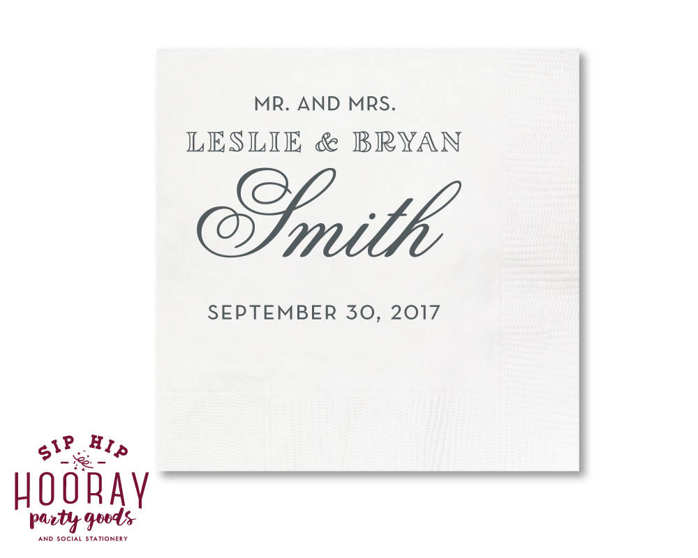 Mr and Mrs Wedding Beverage Napkins #0209
