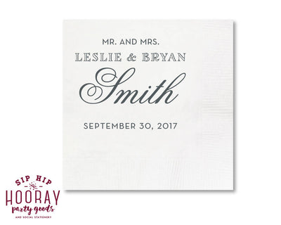 Mr and Mrs Wedding Beverage Napkins #0209