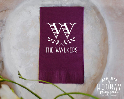 Custom Monogram Guest Towel Napkins Design #1055