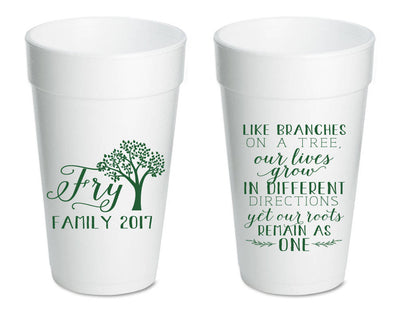 Family Tree Reunion Styrofoam Cups #1746