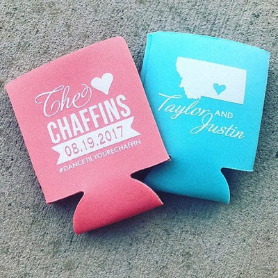 Last Name Banner | State Wedding Can Cooler #1102
