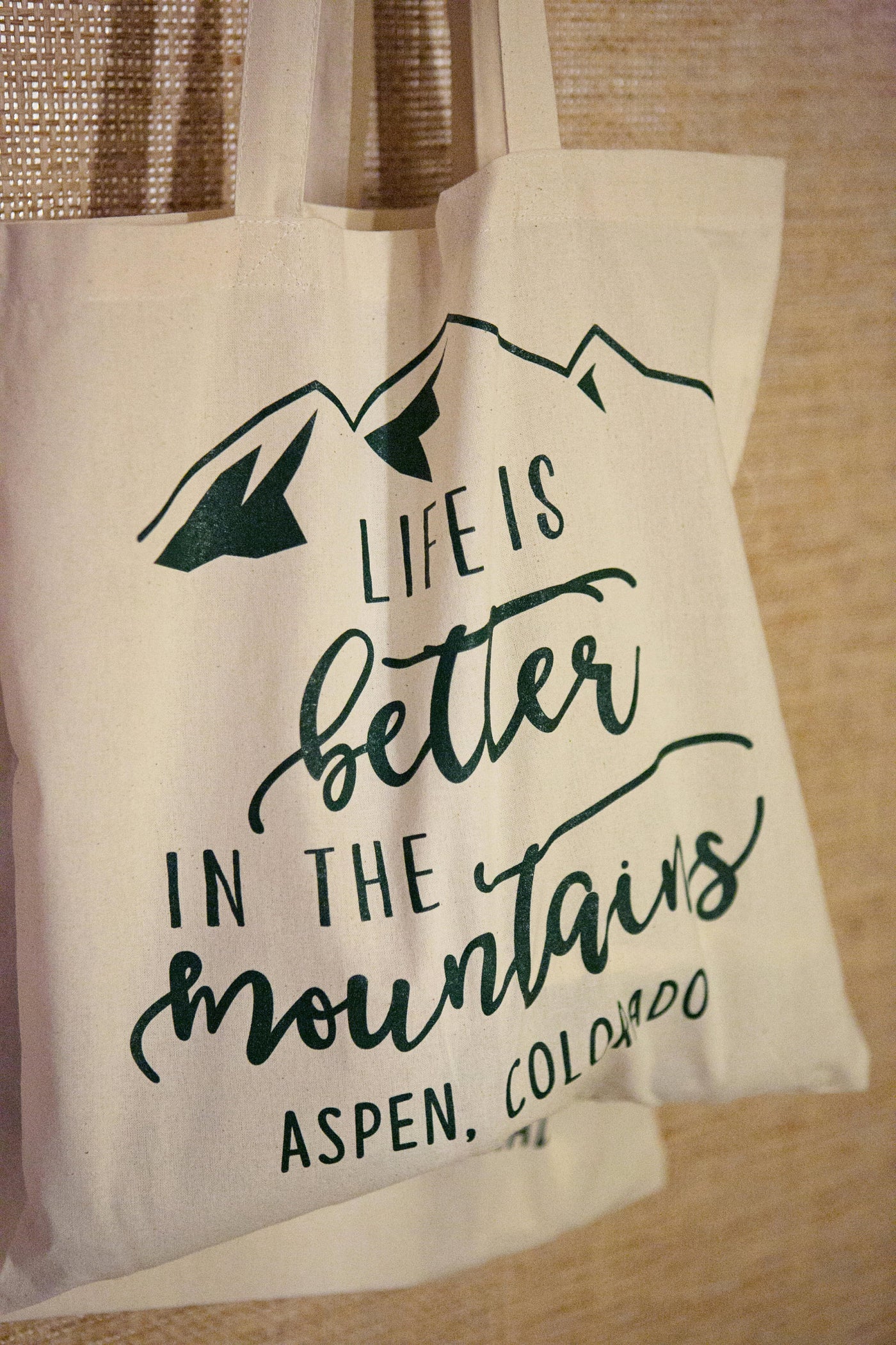Life is Better in the Mountains Tote Bag Design #1651