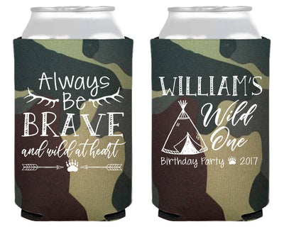 Wild One Birthday Party Neoprene Can Coolers #1763