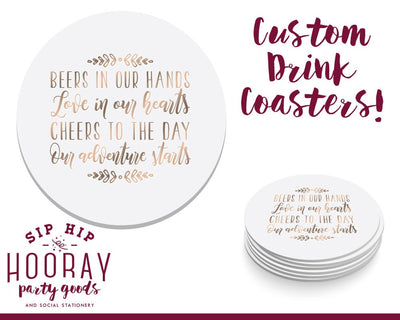Beer In Our Hands Wedding Party Coaster Design #1809