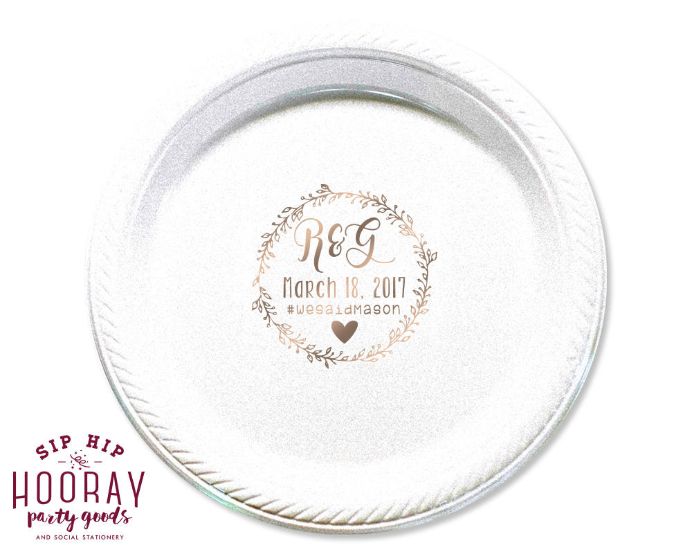 Floral Wedding Wreath 7" Cake Plate Design #1809