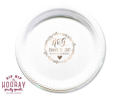 Floral Wedding Wreath 7" Cake Plate Design #1809