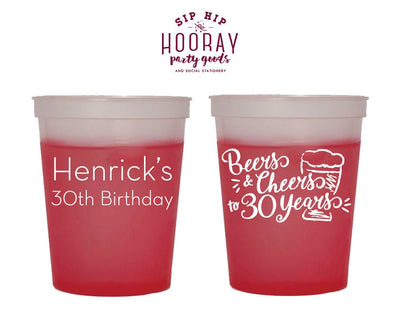 Cheers and Beers to 30 Years Color Changing Mood Cups Design #1810