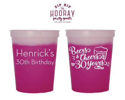 Cheers and Beers to 30 Years Color Changing Mood Cups Design #1810