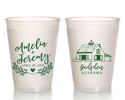 Rustic Barn Wedding Frosted Cup Design #1766