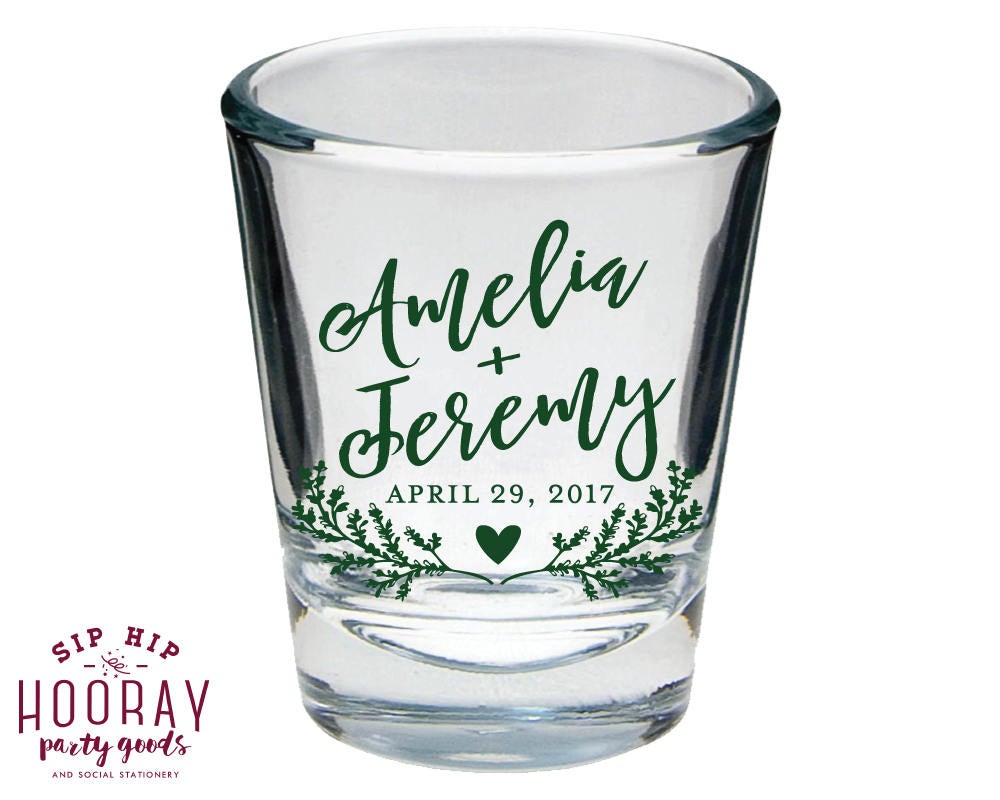 Fall Greenery Wedding Shot Glass Design #1766