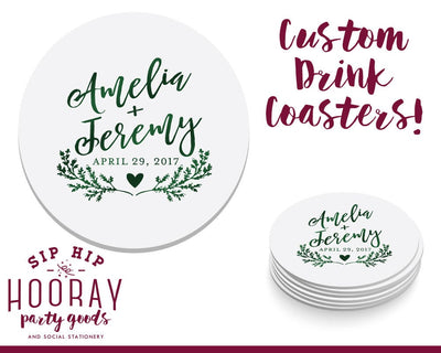 Fall Greenery Wedding Coaster Design #1766