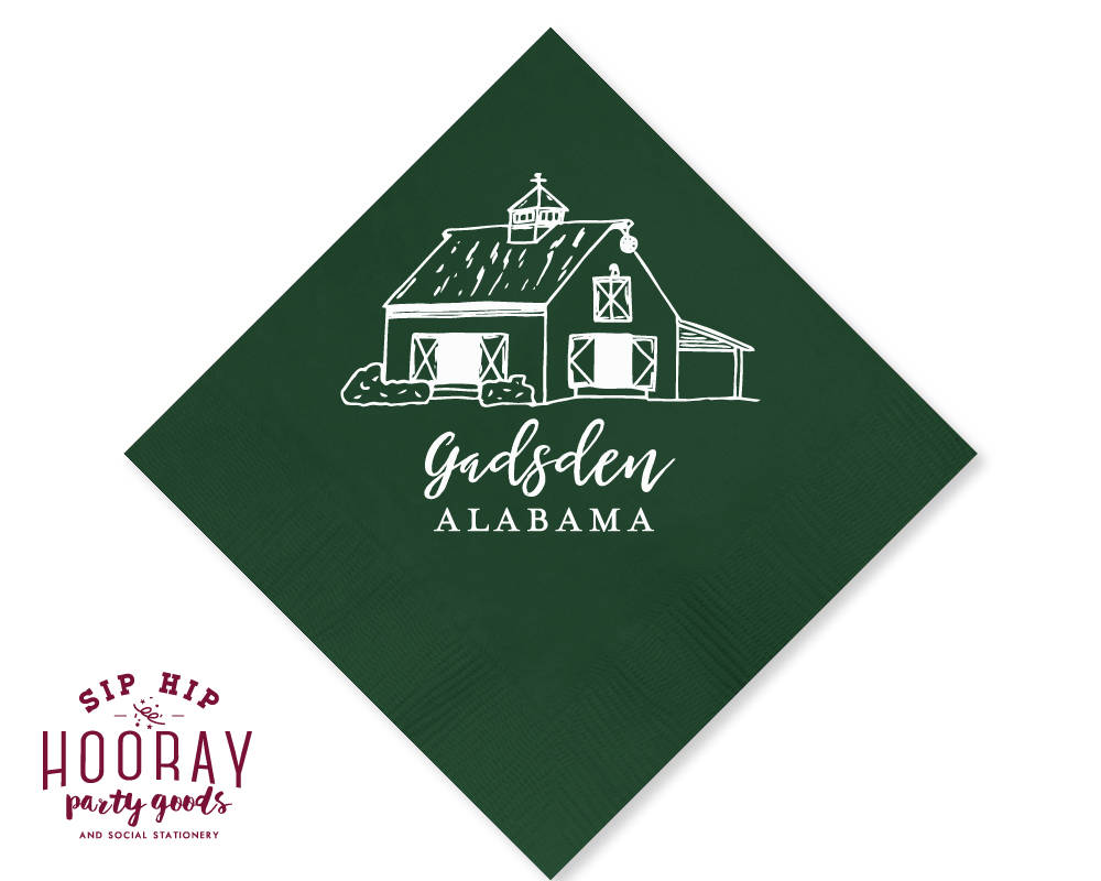 Rustic Barn Wedding Cocktail Napkin Design #1766
