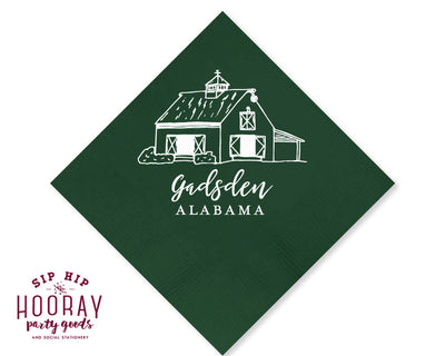 Rustic Barn Wedding Cocktail Napkin Design #1766