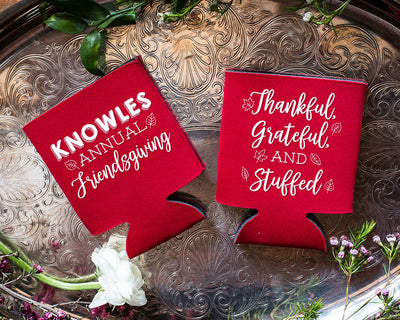 Thanksgiving Party Thankful Grateful Stuffed Can Coolers #1767