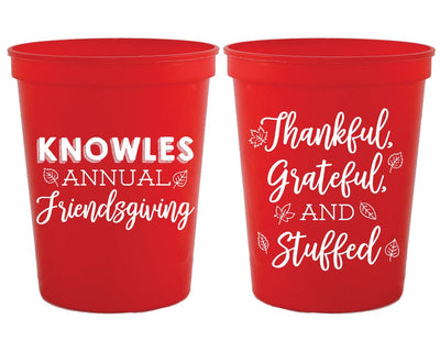 Friendsgiving Thanksgiving Thankful, Grateful, Stuffed Stadium Cups #1767