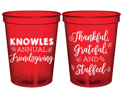 Thanksgiving Thankful, Grateful and Stuffed Stadium Cups #1767