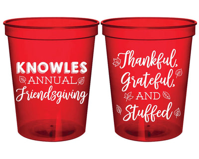 Friendsgiving Thanksgiving Thankful, Grateful, Stuffed Stadium Cups #1767
