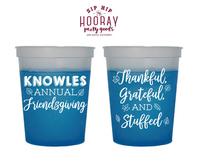 Thanksgiving Thankful, Grateful, Stuffed Color Changing Cups #1767