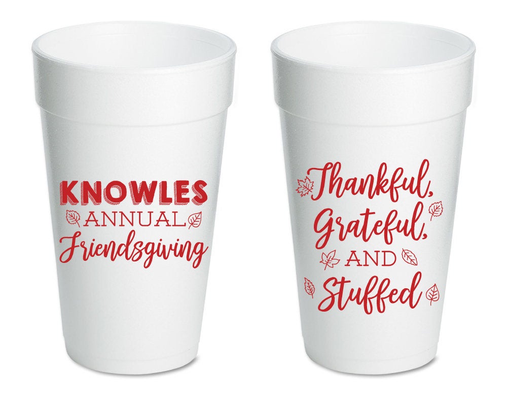 Thanksgiving Thankful Grateful Stuffed Foam Cups #1767