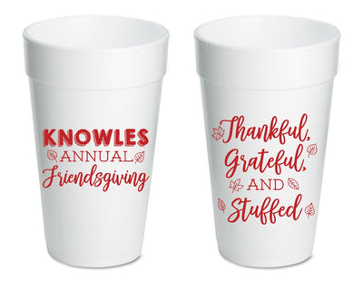 Thanksgiving Thankful Grateful Stuffed Foam Cups #1767