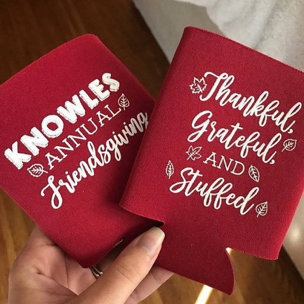 Thanksgiving Party Thankful Grateful Stuffed Can Coolers #1767