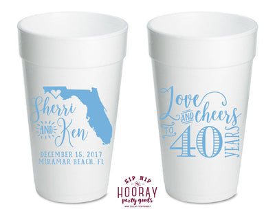 Cheers To 40 Years Anniversary Foam Cups #1812