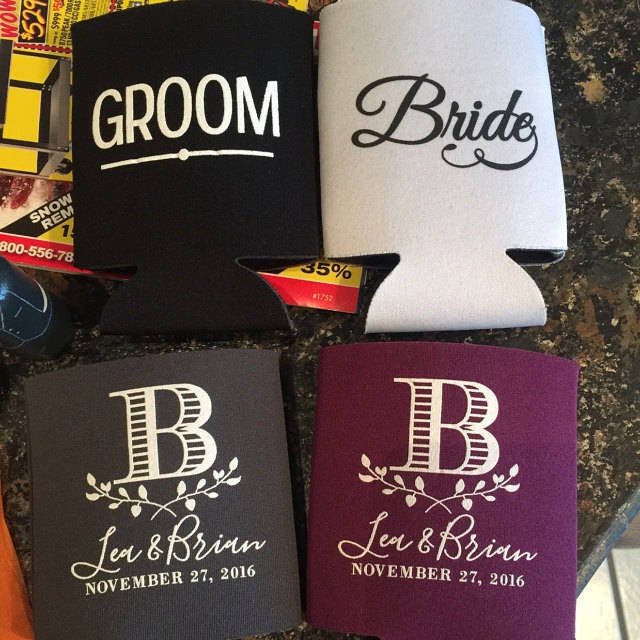 Floral Wedding Design Can Coolers #1055