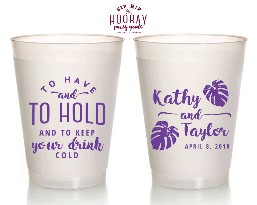 Tropical Leaf Wedding Frosted Cups #1824
