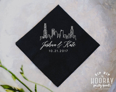 Custom Skyline Wedding Napkins #1827