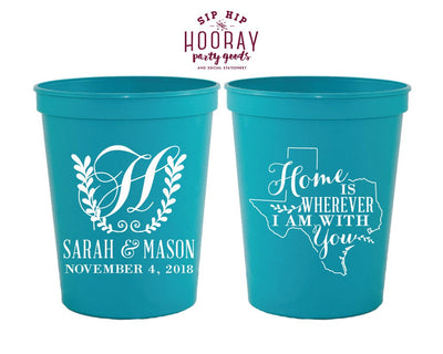 Monogrammed State Wedding Stadium Cups #1828