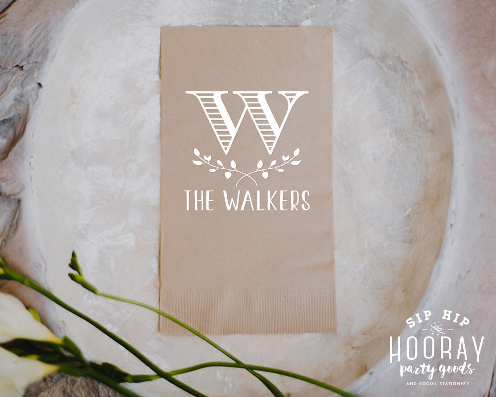 Custom Monogram Guest Towel Napkins Design #1055