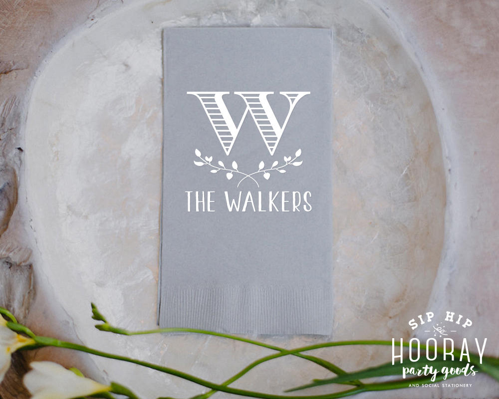 Custom Monogram Guest Towel Napkins Design #1055