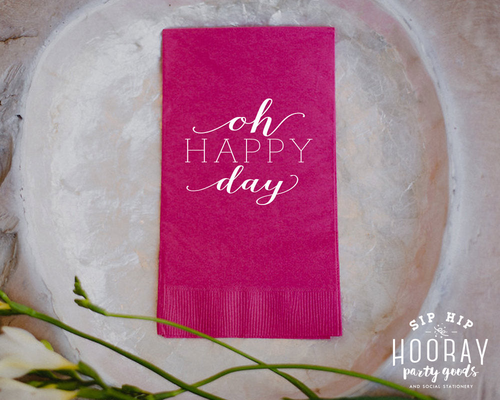 Oh Happy Day Personalized Guest Towels #1267
