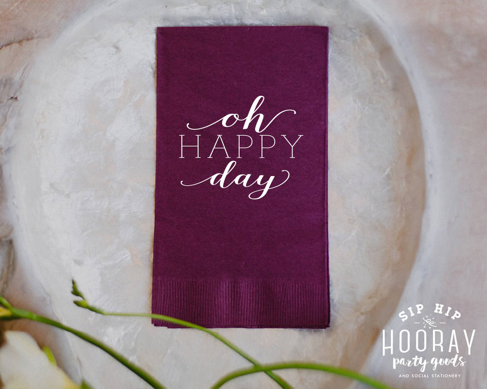 Oh Happy Day Personalized Guest Towels #1267