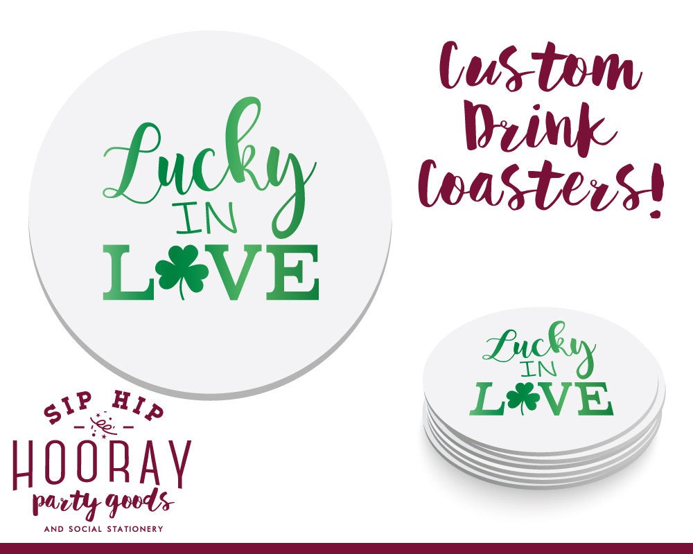 Lucky in Love St. Patrick's Day Irish Theme Wedding Coasters 1831