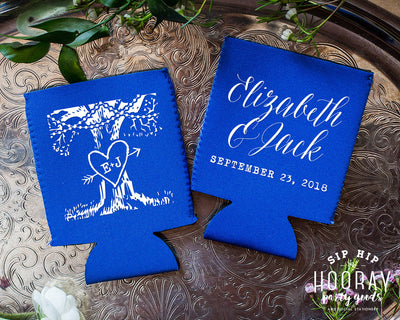 Wedding Initial Tree Wedding Can Coolers, #1835
