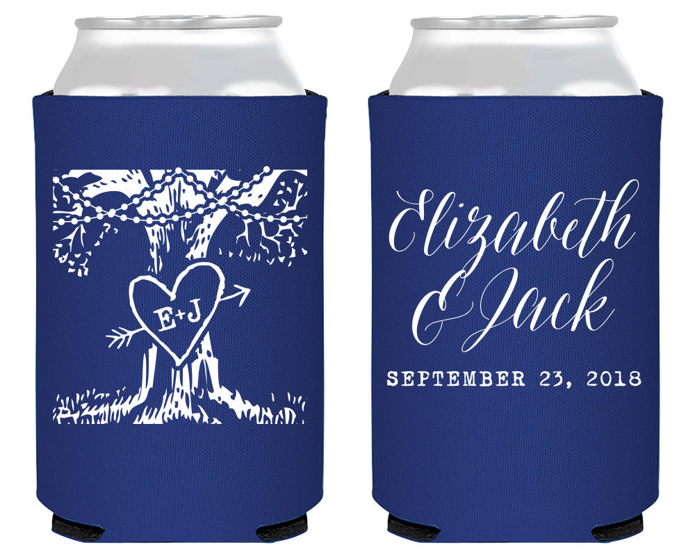 Wedding Initial Tree Wedding Can Coolers, #1835