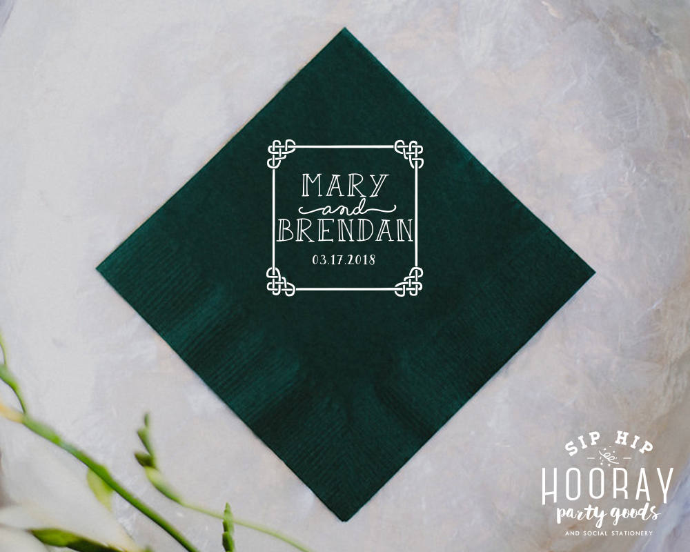 Irish Wedding Shamrock Beverage Napkins #1838