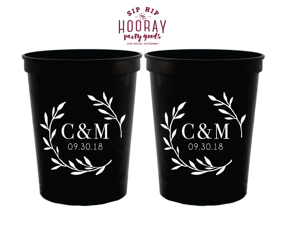 Laurel Monogram Initials Stadium Cup Design #1842