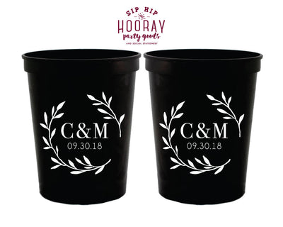 Laurel Monogram Initials Stadium Cup Design #1842