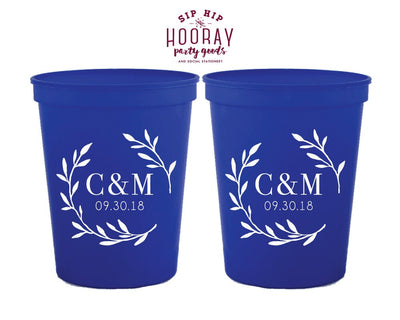 Laurel Monogram Initials Stadium Cup Design #1842